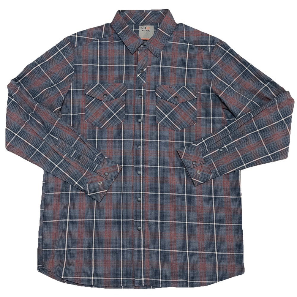 5.11 Tactical‎ Men's Large Gunner Plaid Long Sleeve Full Snap Shirt